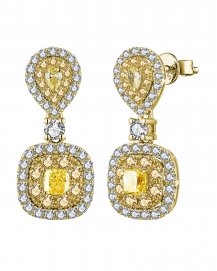 MULTI TONE EMERALD CUT DIAMOND DANGLING (TE1707)